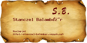 Stanczel Balambér névjegykártya